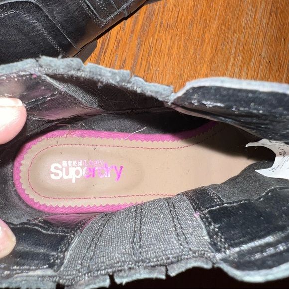 Superdry Black Leather Ankle Chelsea Boots Size 7 - Picture 10 of 12